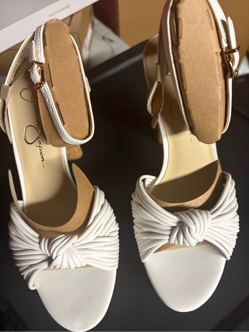 Jessica Simpson White Knotted Strap Sandals